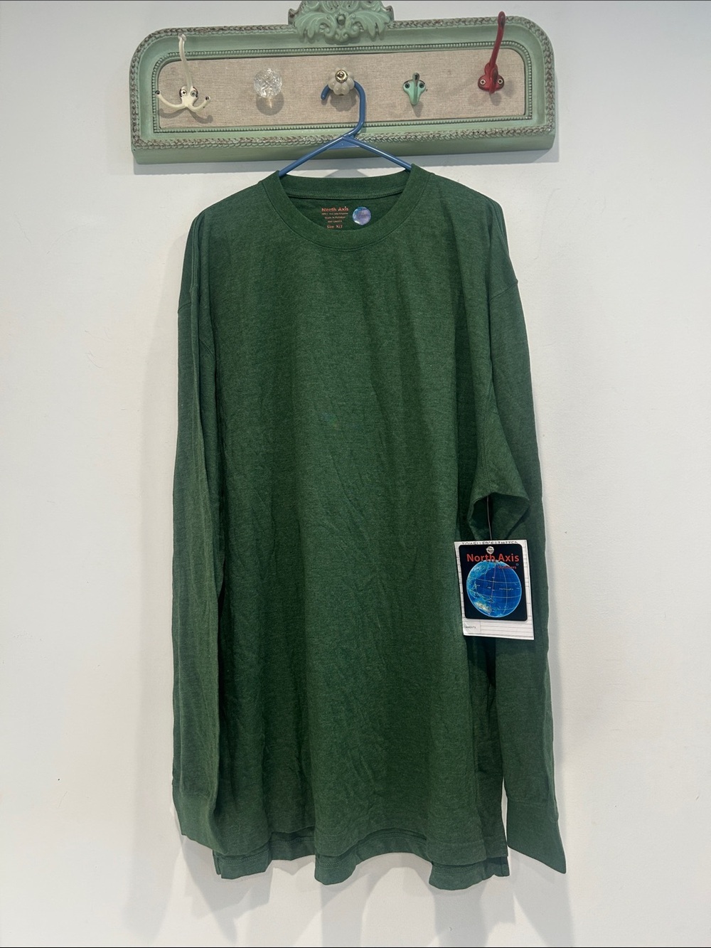 North Axis Men's Long-Sleeve Crewneck Shirt Dark Green tee big and tall xL new